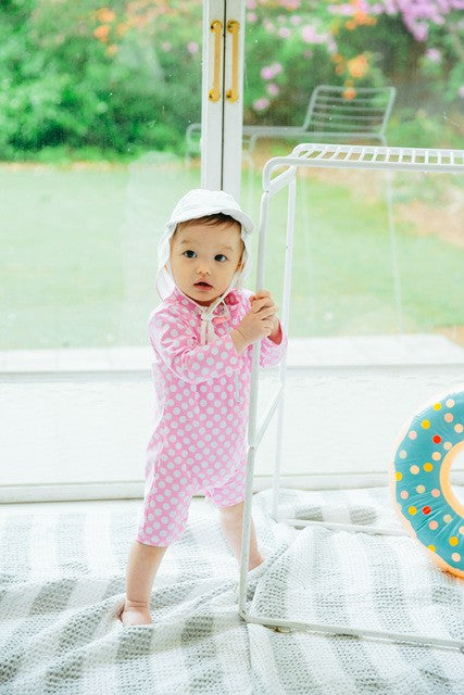 Ocean Dot Pink Baby 3/4 Sleeve Swimsuit