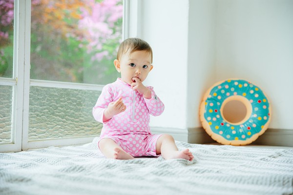 Ocean Dot Pink Baby 3/4 Sleeve Swimsuit