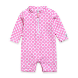 Ocean Dot Pink Baby 3/4 Sleeve Swimsuit