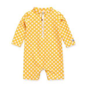 Ocean Dot Yellow Baby 3/4 Sleeve Swimsuit