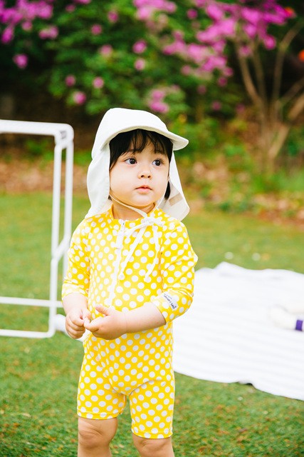 Ocean Dot Yellow Baby 3/4 Sleeve Swimsuit