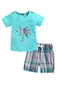 Palm Tree Aqua Short Sleeve Tee & Shorts Set - Go PJ Party