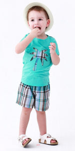 Palm Tree Aqua Short Sleeve Tee & Shorts Set - Go PJ Party