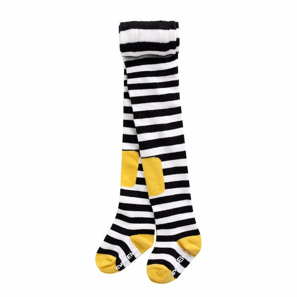Black Striped Yellow Patch Tights - Go PJ Party