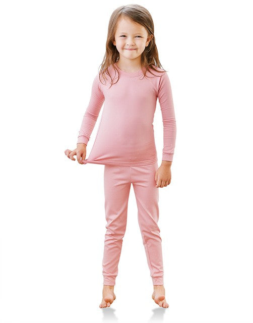 Peach Pink Girls Aero Heat Thermal Pajama Set