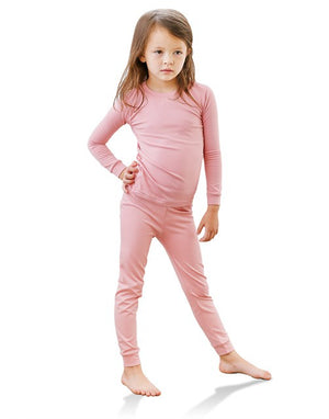 Peach Pink Girls Aero Heat Thermal Pajama Set