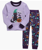 Halloween Purple Cat Long Sleeve Pajama