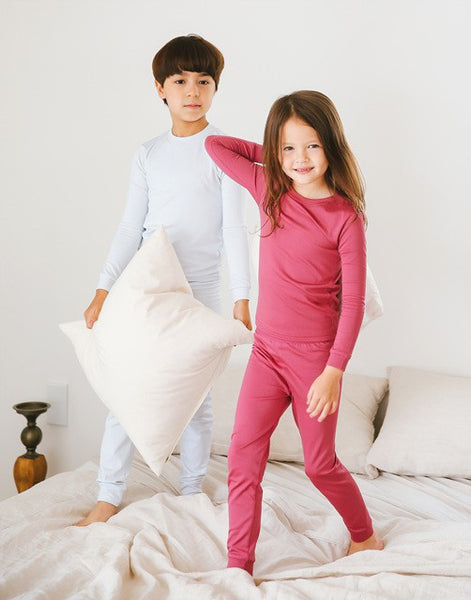 Plum Pink Girls Aero Heat Thermal Pajama Set