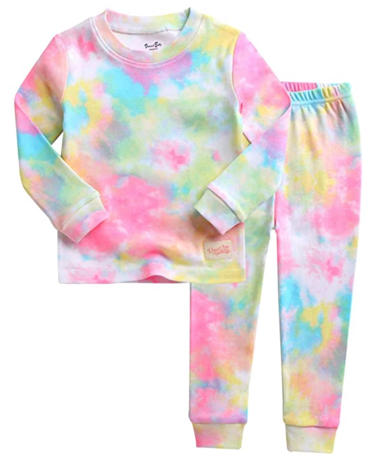 Tie Dye Rainbow Neon Pink Long Sleeve Pajama