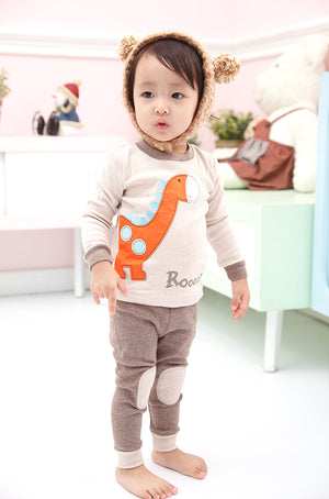 Brown Dino Long Sleeve Pajamas - Go PJ Party