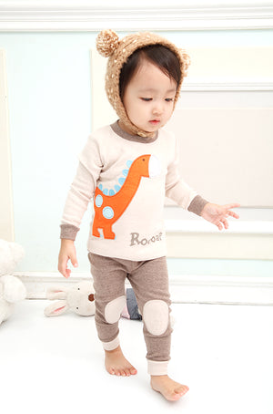 Brown Dino Long Sleeve Pajamas - Go PJ Party