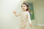 Flower Beige Long Sleeve Pajama - Go PJ Party