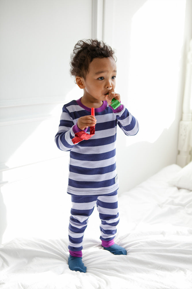 Color Magic Purple Navy Long Sleeve Pajama - Go PJ Party