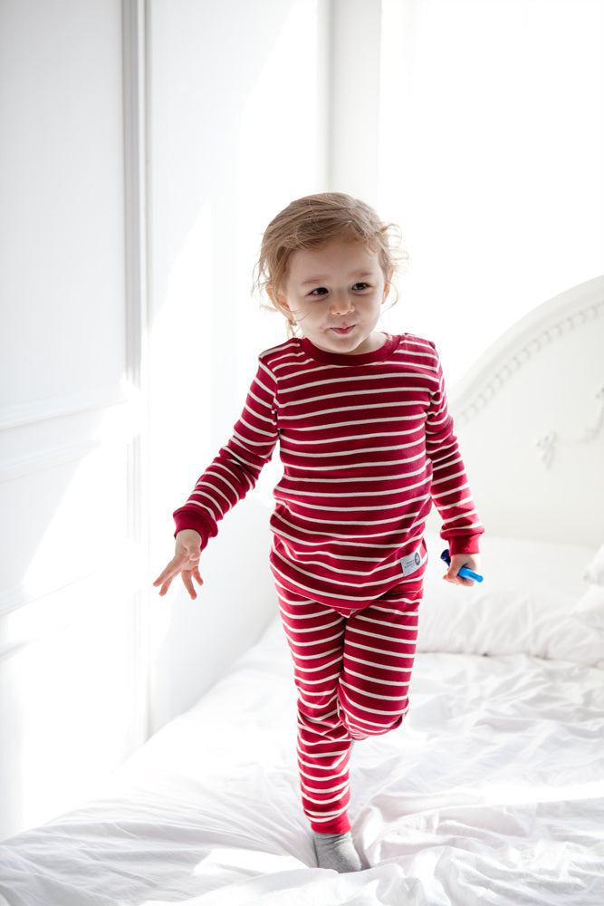 Color Pen Burgundy Long Sleeve Pajama - Go PJ Party