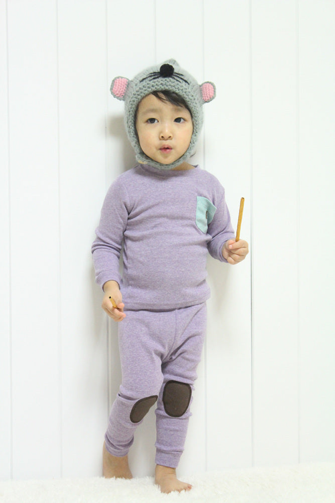 Raglan Purple Patch Long Sleeve Pajamas - Go PJ Party