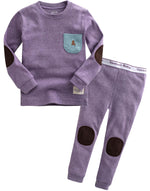 Raglan Purple Patch Long Sleeve Pajamas - Go PJ Party