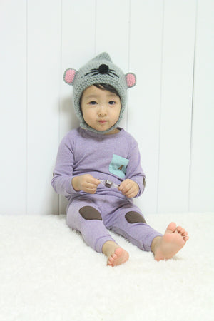 Raglan Purple Patch Long Sleeve Pajamas - Go PJ Party