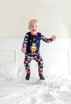 Mega Robot Navy Long Sleeve Pajama - Go PJ Party