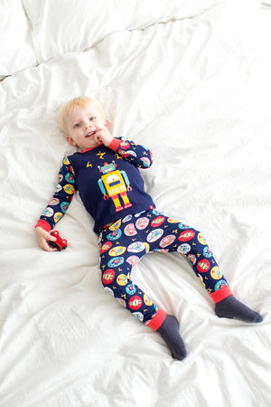 Mega Robot Navy Long Sleeve Pajama - Go PJ Party