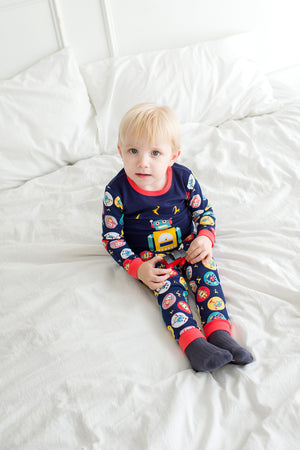 Mega Robot Navy Long Sleeve Pajama - Go PJ Party