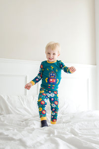 Mega Robot Green Long Sleeve Pajama - Go PJ Party