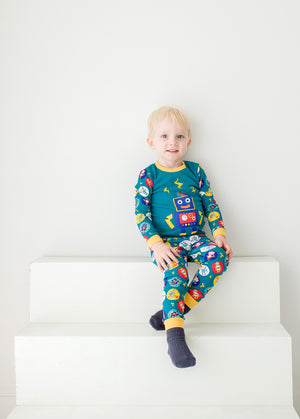 Mega Robot Green Long Sleeve Pajama - Go PJ Party