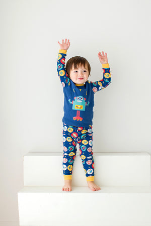 Mega Robot Blue Long Sleeve Pajama - Go PJ Party