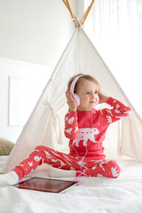 The Bear Coral Long Sleeve Pajama - Go PJ Party