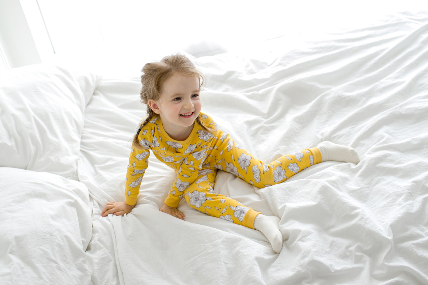 Yellow Bloom Long Sleeve Pajama - Go PJ Party