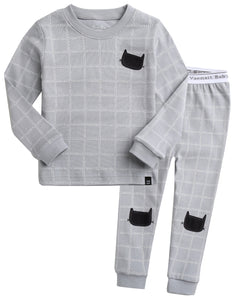 Blank Cat Grey Long Sleeve Pajama - Go PJ Party