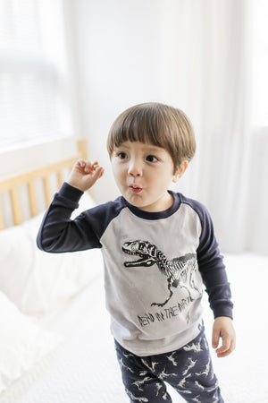 Dinosaur Navy Long Sleeve Pajamas - Go PJ Party