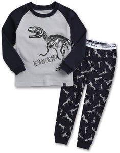 Dinosaur Navy Long Sleeve Pajamas - Go PJ Party