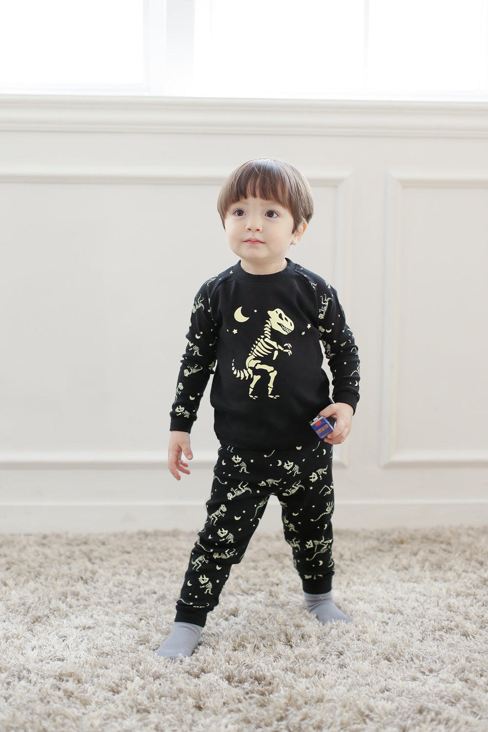 Dinosaur Black Long Sleeve Pajamas - Go PJ Party