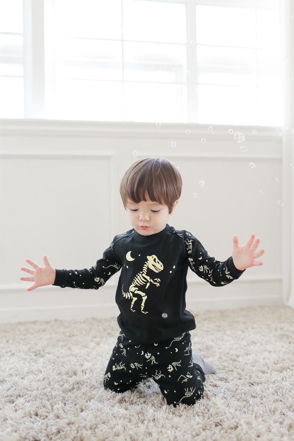 Dinosaur Black Long Sleeve Pajamas - Go PJ Party