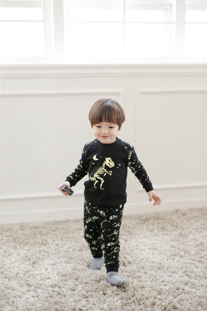 Dinosaur Black Long Sleeve Pajamas - Go PJ Party