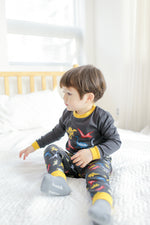 Dinosaur Charcoal Long Sleeve Pajamas - Go PJ Party