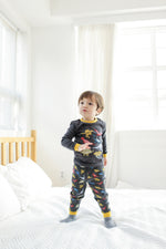 Dinosaur Charcoal Long Sleeve Pajamas - Go PJ Party