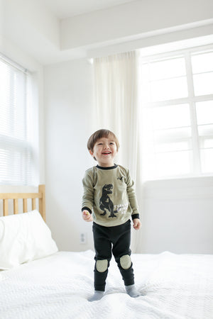 Dinosaur Khaki Long Sleeve Pajamas - Go PJ Party