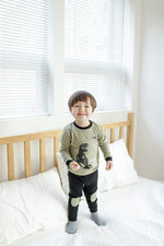 Dinosaur Khaki Long Sleeve Pajamas - Go PJ Party