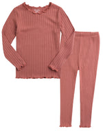 Shirring Dusty Pink Long Sleeve Pajama - Go PJ Party