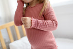 Shirring Dusty Pink Long Sleeve Pajama - Go PJ Party