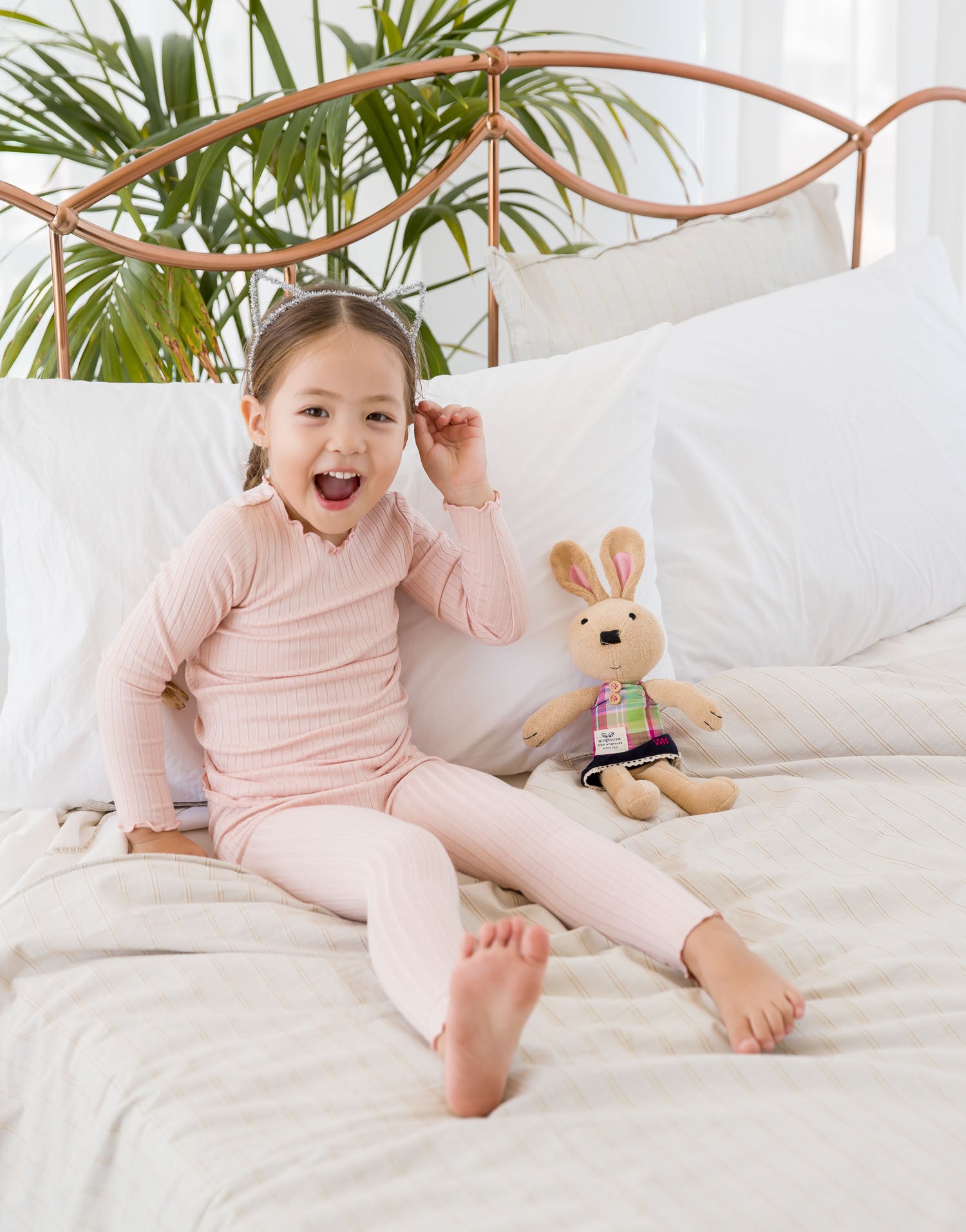 Shirring Peach Long Sleeve Pajama - Go PJ Party