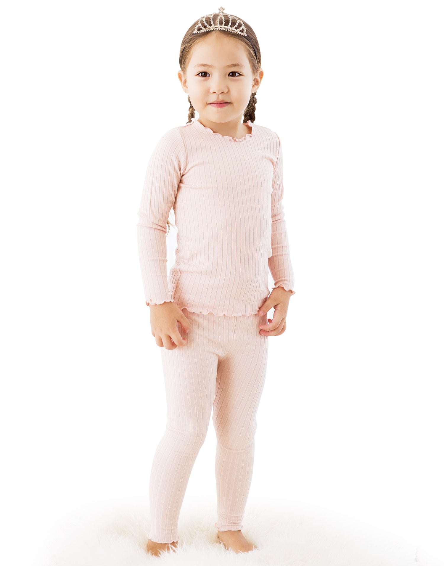 Shirring Peach Long Sleeve Pajama - Go PJ Party