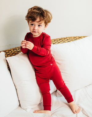 Modal Long Sleeve Pajama (Light Red/Dark Red) - Go PJ Party