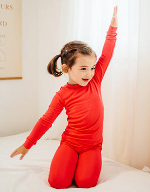 Modal Long Sleeve Pajama (Light Red/Dark Red) - Go PJ Party