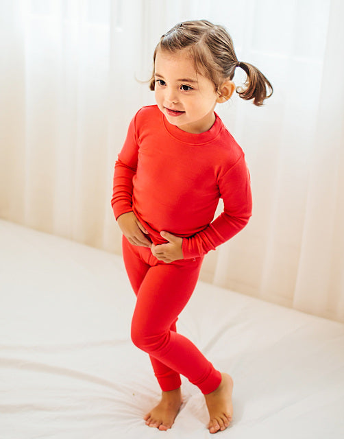 Modal Long Sleeve Pajama (Light Red/Dark Red) - Go PJ Party