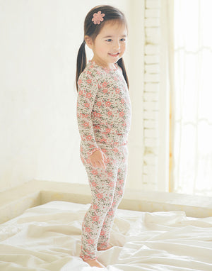 Shirring Pink Flower Modal Long Sleeve Pajama