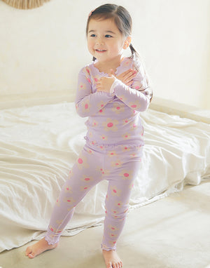 Shirring Blooming Purple Modal Long Sleeve Pajama