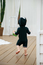 Baby Penguin Black Hoodie Baby 3/4 Sleeve Swimsuit - Go PJ Party