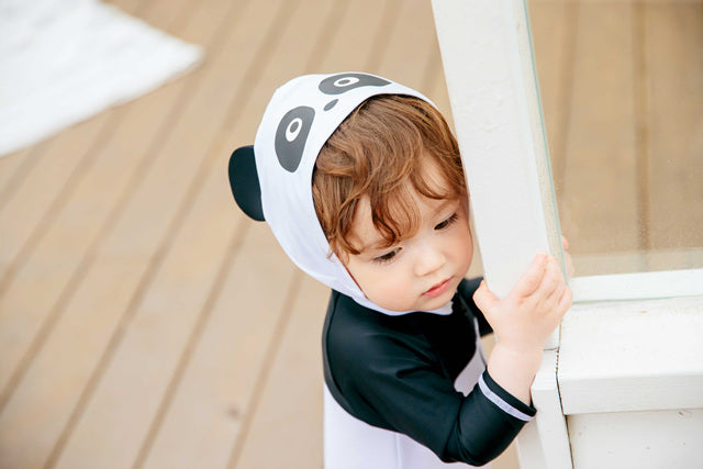 Baby Panda Hoodie Baby 3/4 Sleeve Swimsuit - Go PJ Party